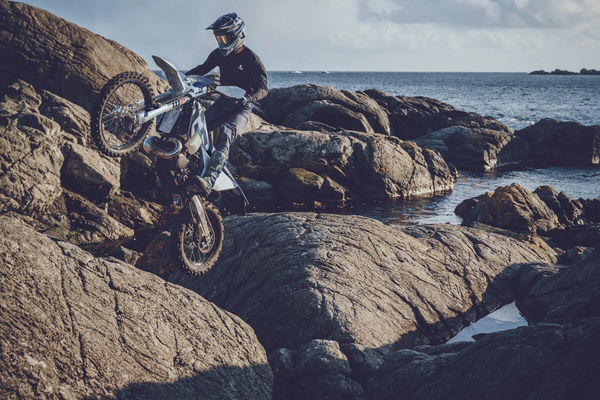 New Husqvarna TE 250 two-stroke bike in action. Credit - Rudi Schedl