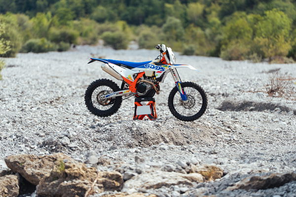 Still shot of a new KTM 6DAYS enduro model