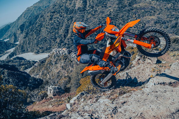 KTM enduro bike riding in the mountains