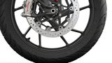 A cast motorcycle front wheel