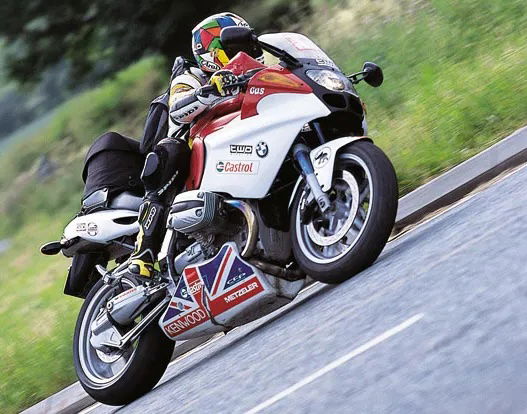 Guss Scott testing a BMW for the Magazone T.W.O - which would go on to become Visordown
