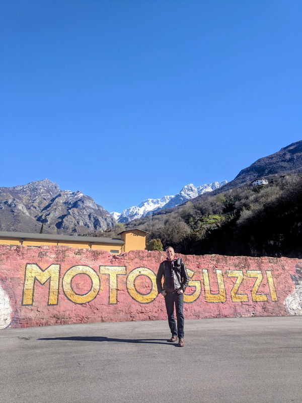 Chris Cope visiting Moto Guzzi factory in 2019