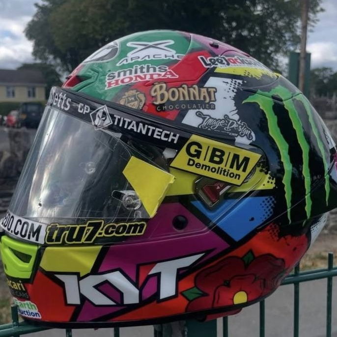 John McGuinness' Gus Scott tribute helmet