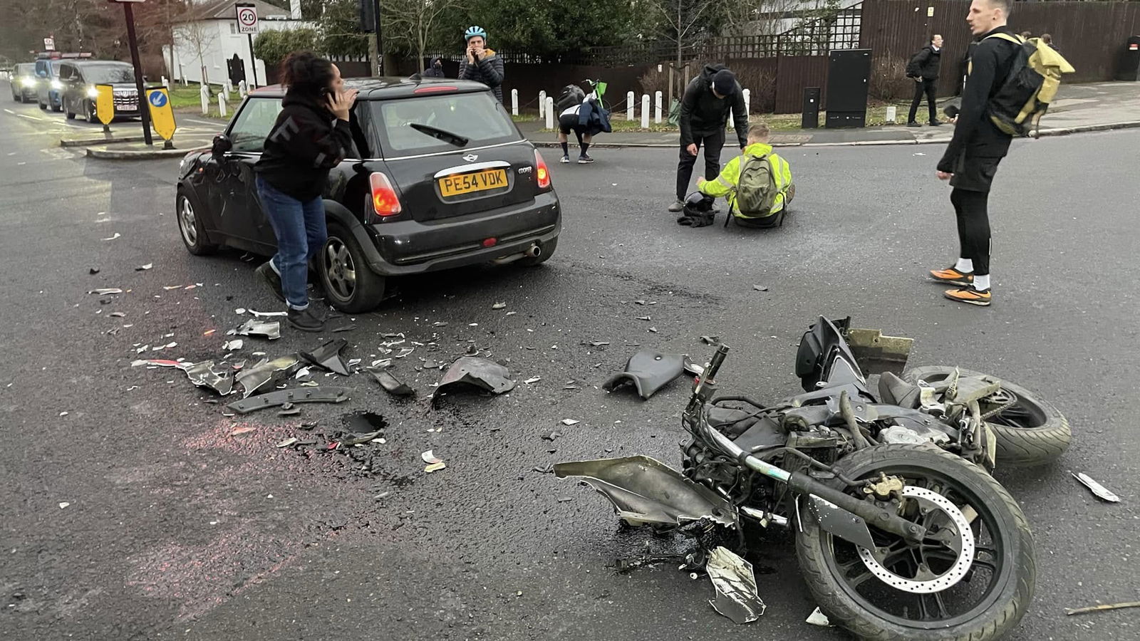 Motorcyclist collision with car