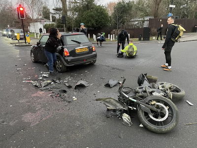 Motorcyclist collision with car