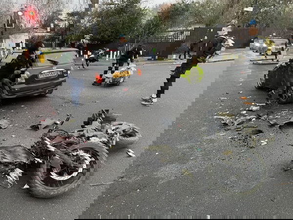 Motorcyclist collision with car