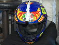 A fake AGV motorcycle helmet that cracked during testing