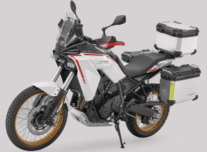 New QJMotor SRT400X with panniers. Credit - QJMotor