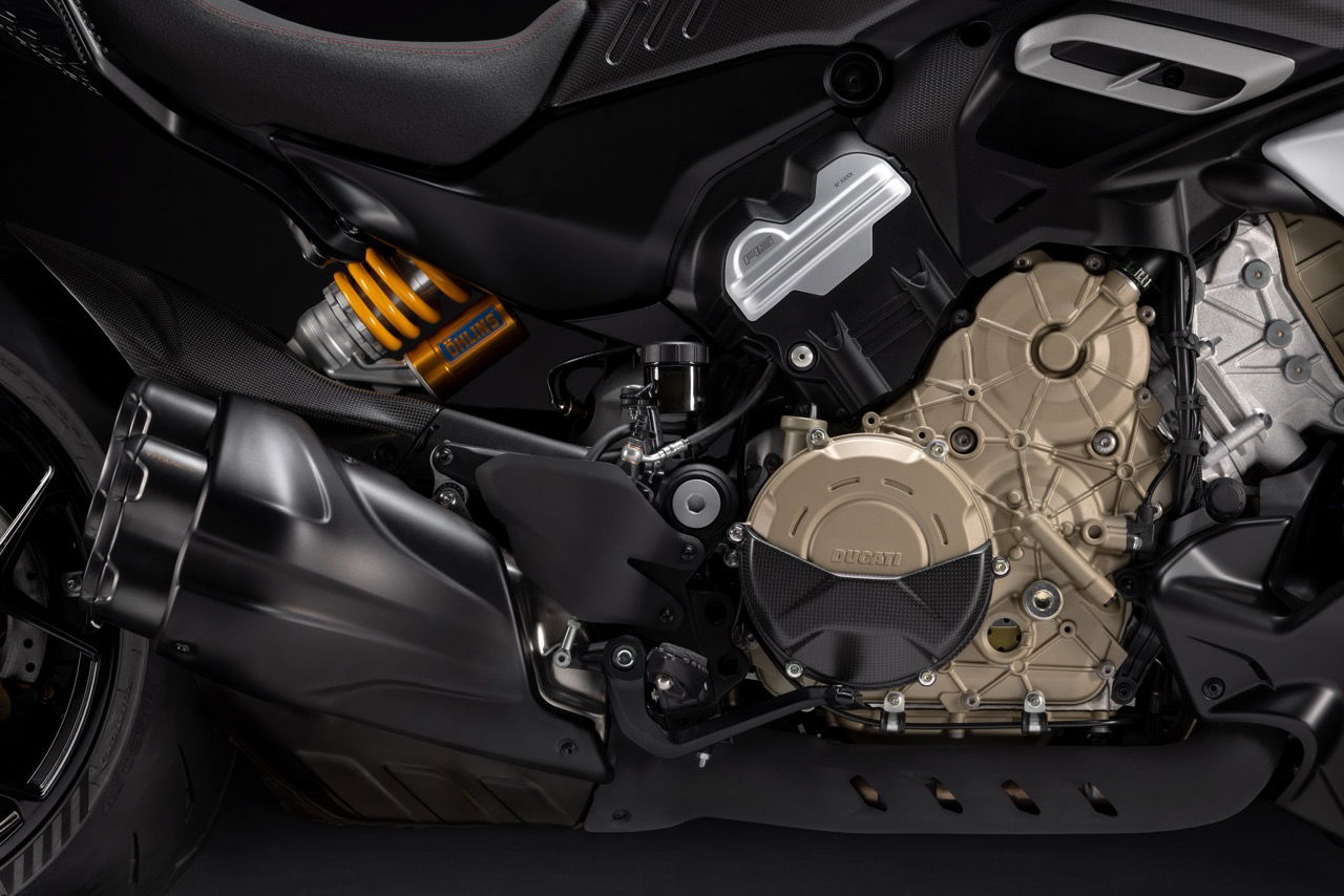 The 1,103cc V4 engine produces 179bhp at 11,750rpm