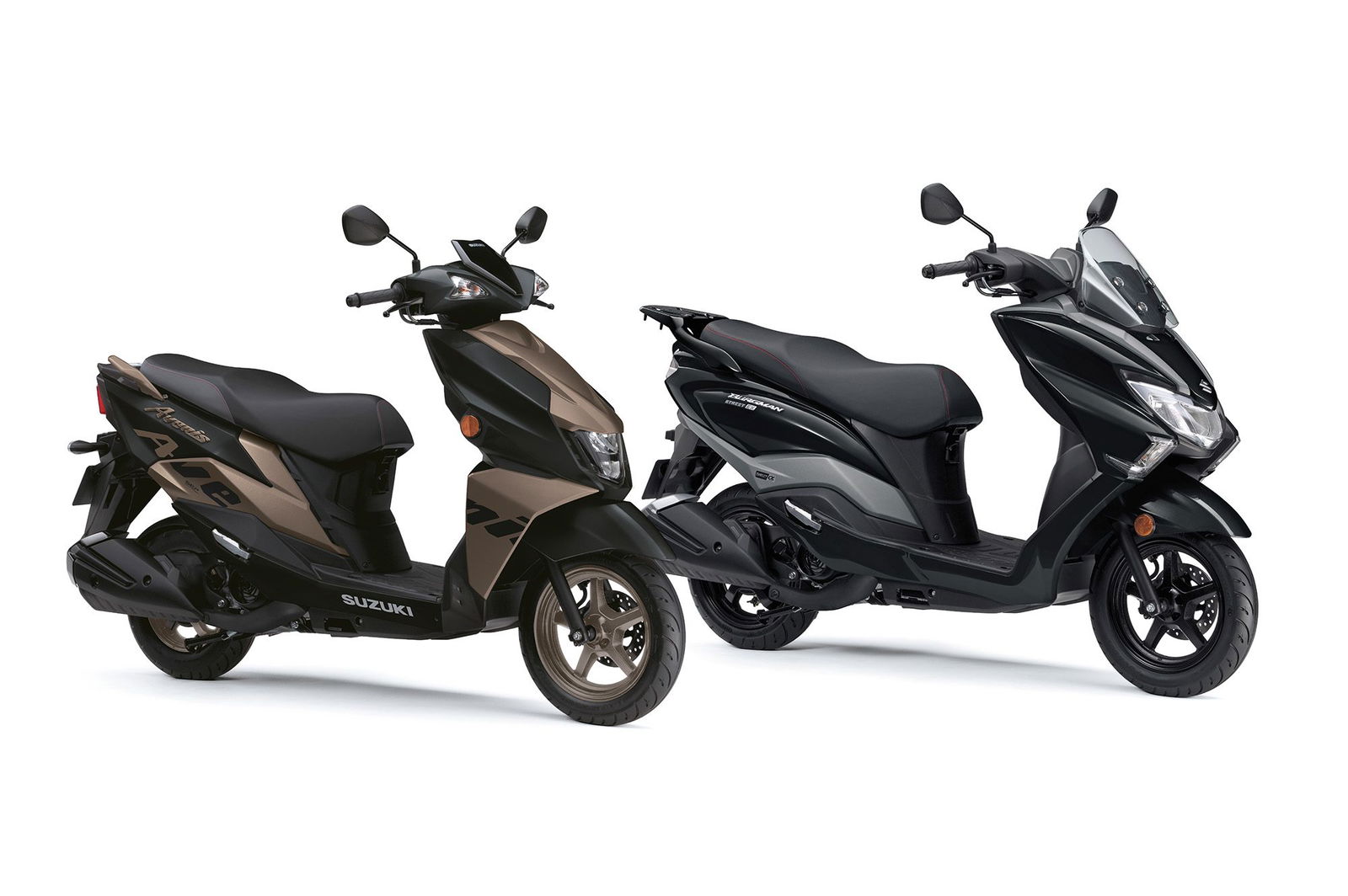 Suzuki Avenis and Burgman scooters together
