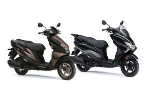 Suzuki Avenis and Burgman scooters together