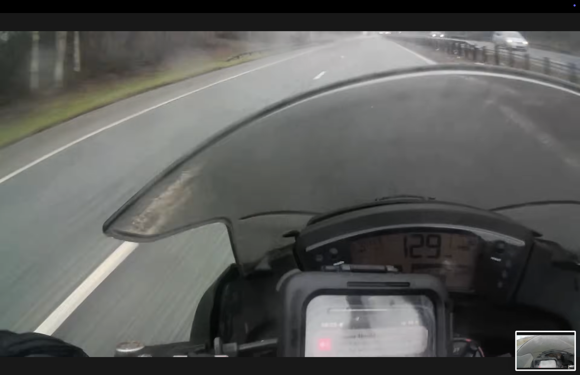 The dash on Bruce's Kawasaki indicated 129 mph