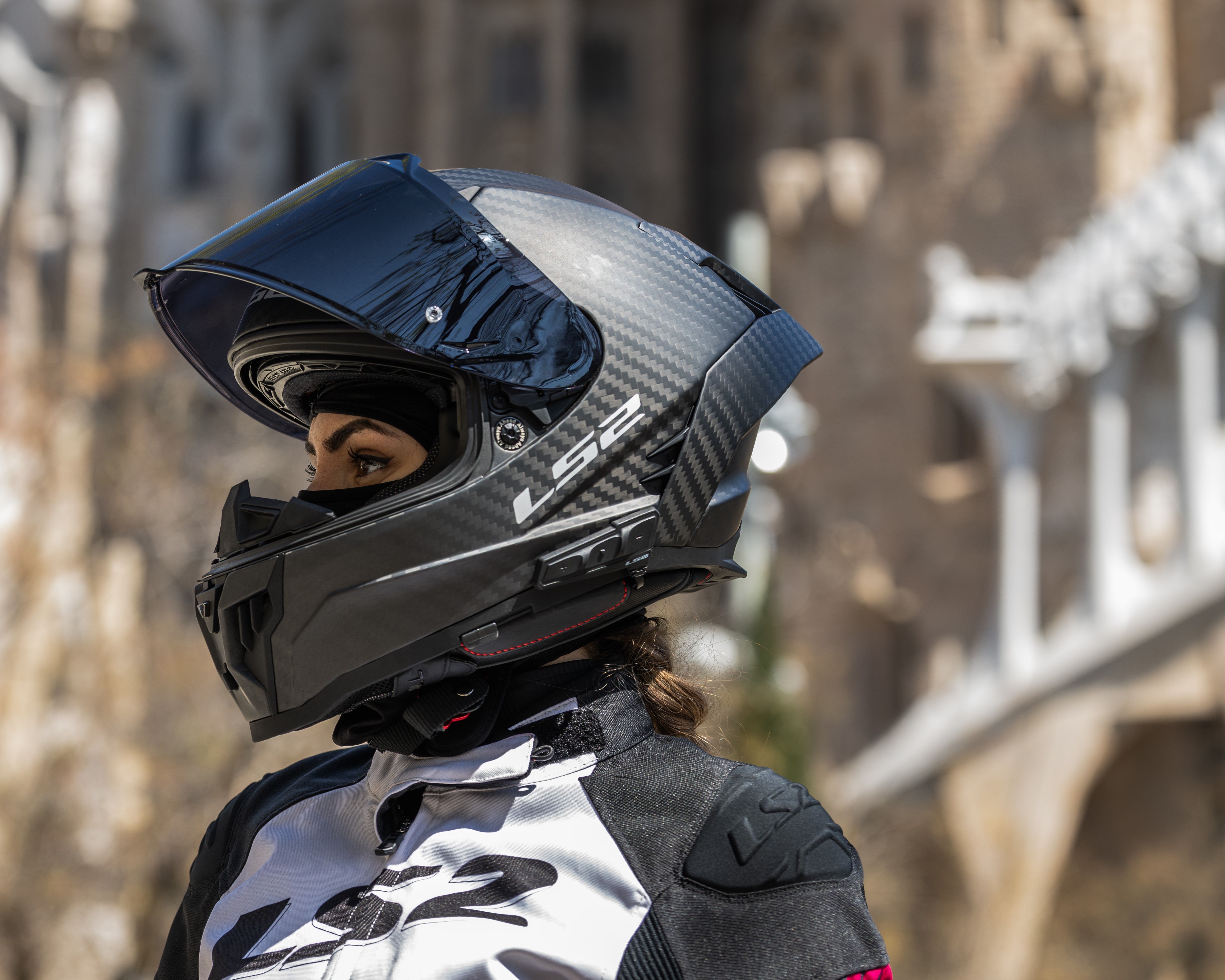 LS2 Spectrum intercom on a helmet