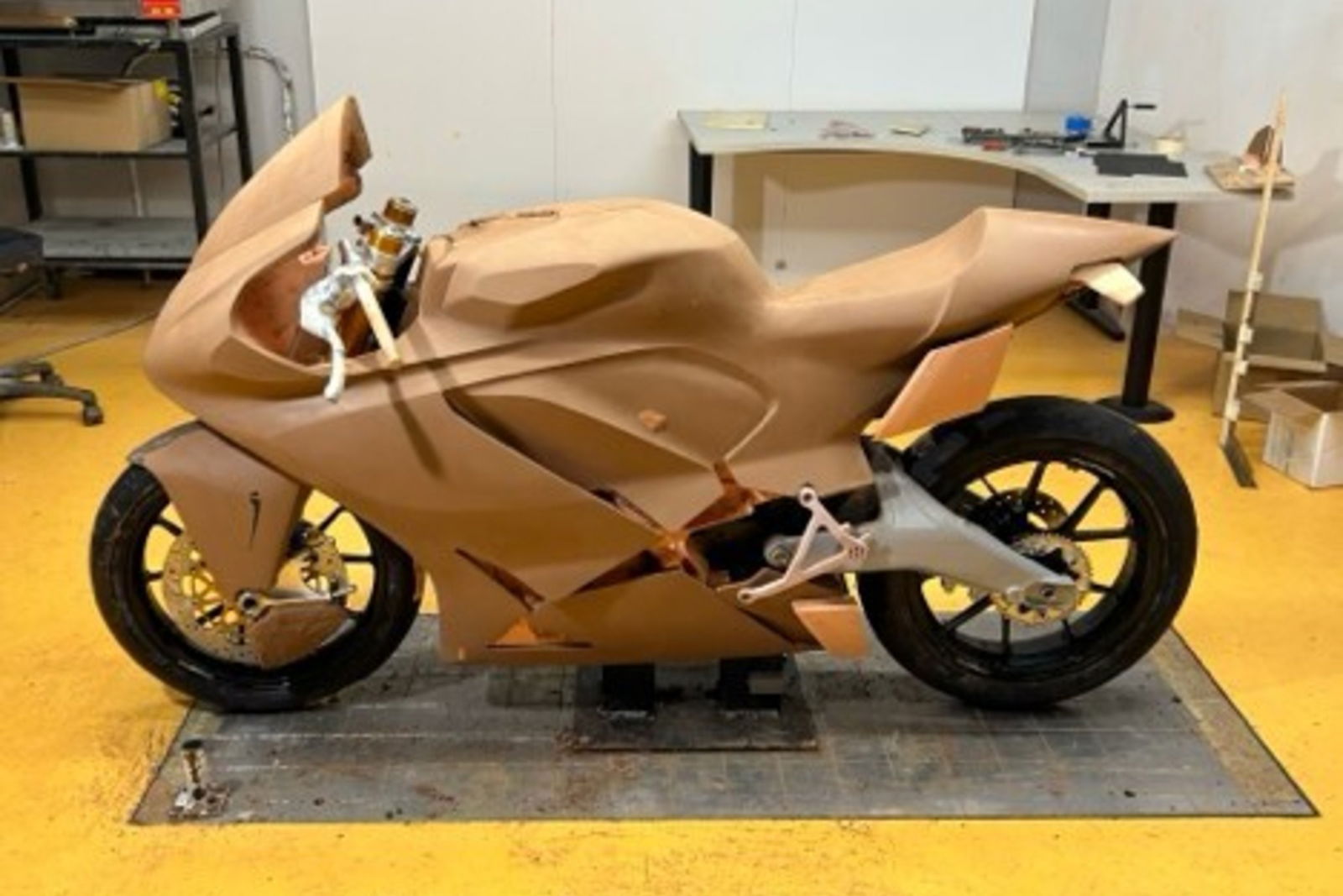 Damom Motorcycles Hypersport Race bike in clay form. Photo credit - Damon Motors