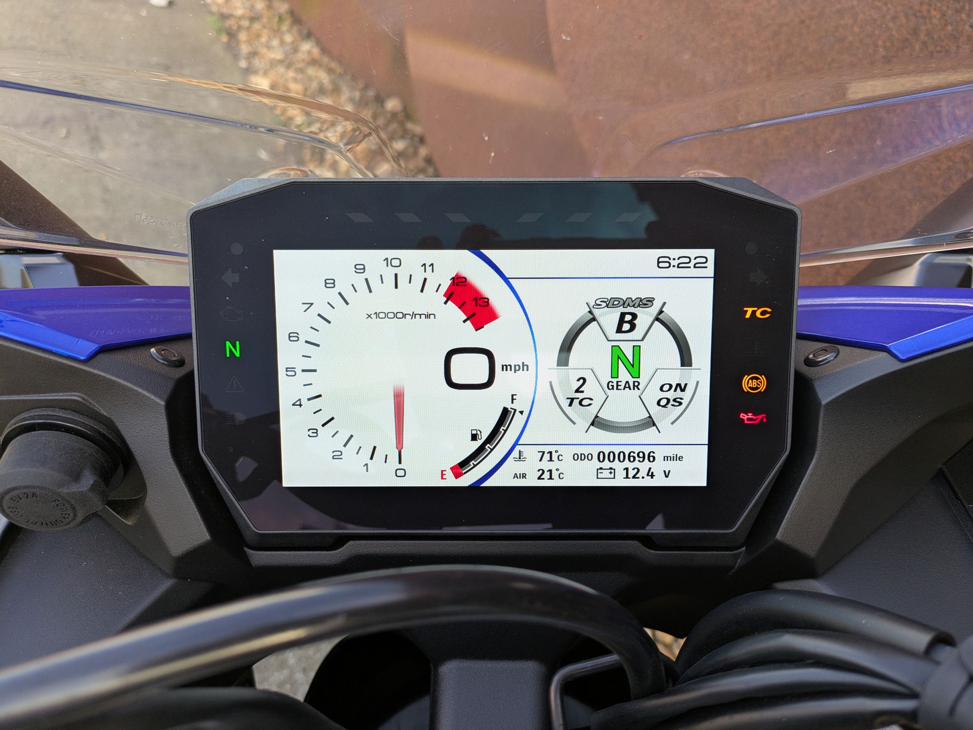 The bike's TFT screen is readable even in bright sunlight