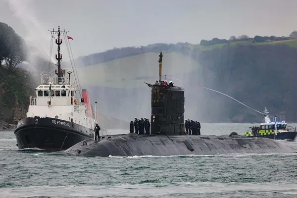 HMS Triumph arrives in Devonport in December 2024
