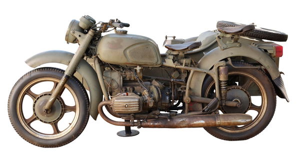 The Ural sidecar has been photo-matched to the one used on set
