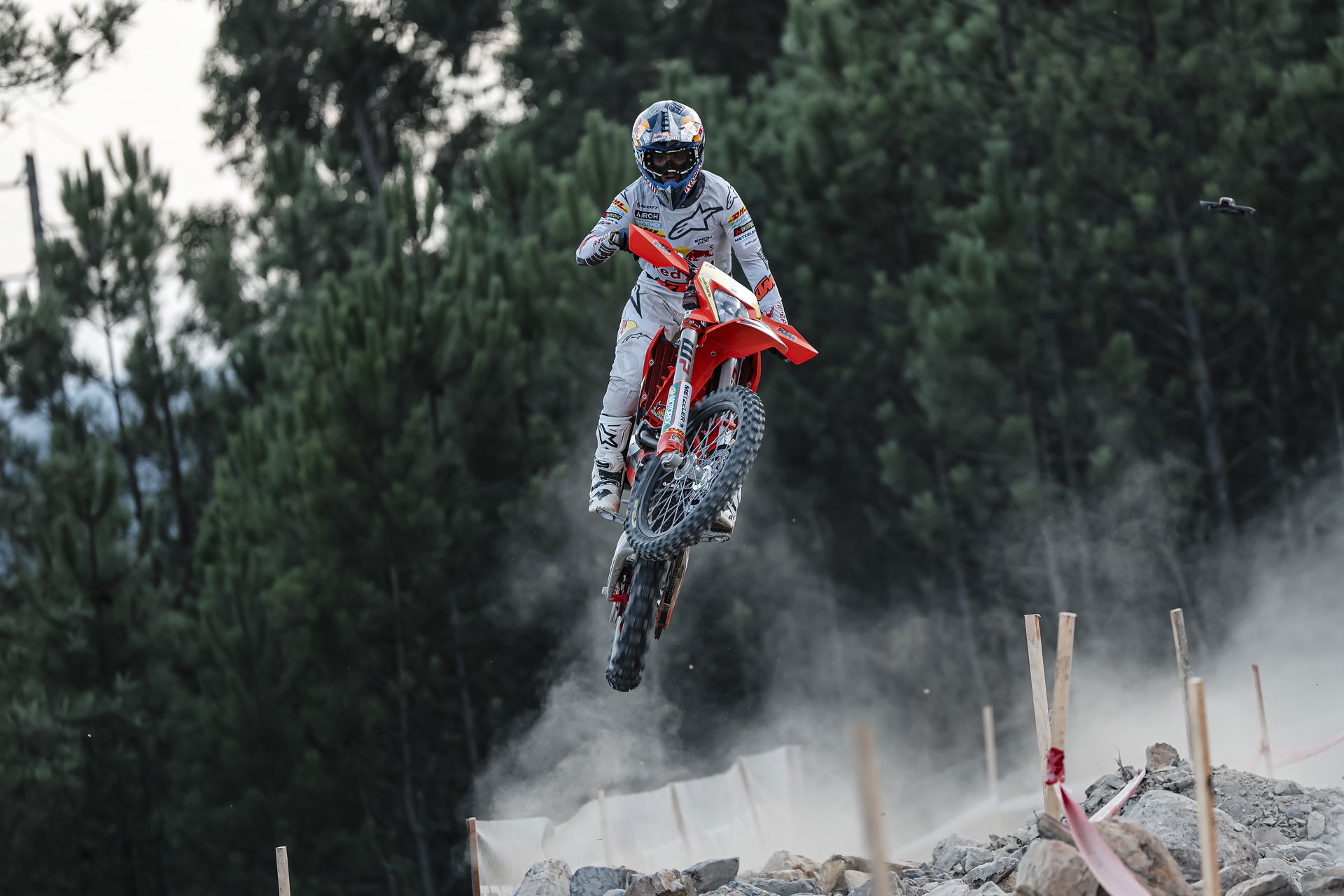 Spanish EnduroGP racer Josep Garcia in the air