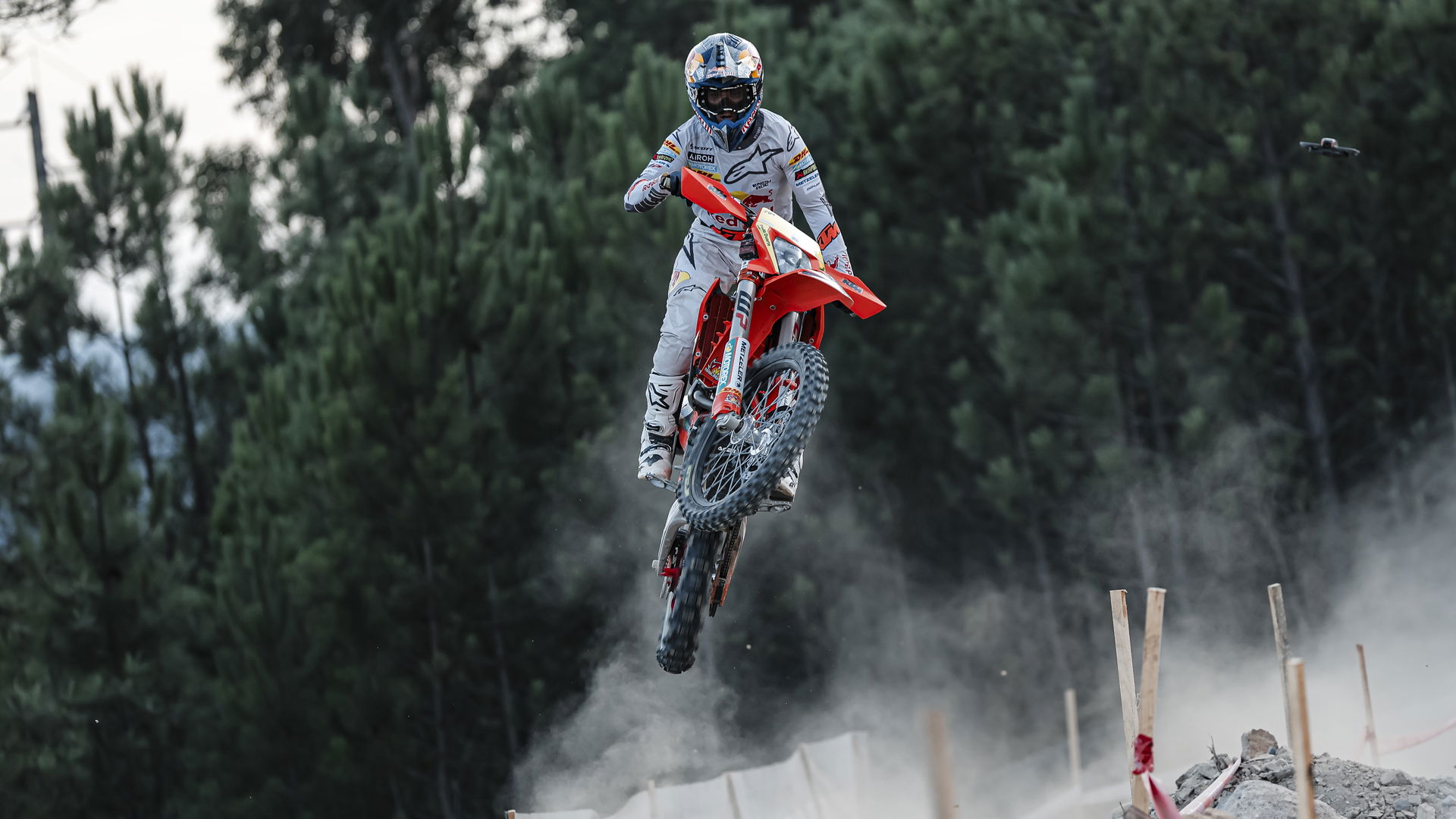 Spanish EnduroGP racer Josep Garcia in the air
