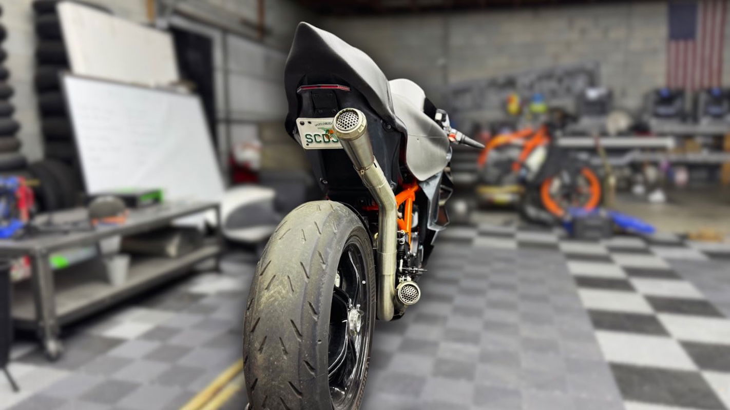The rear quarter of the bike