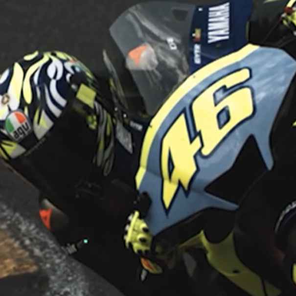 Valentino Rossi riding a Yamaha R1 at the Mugello circuit