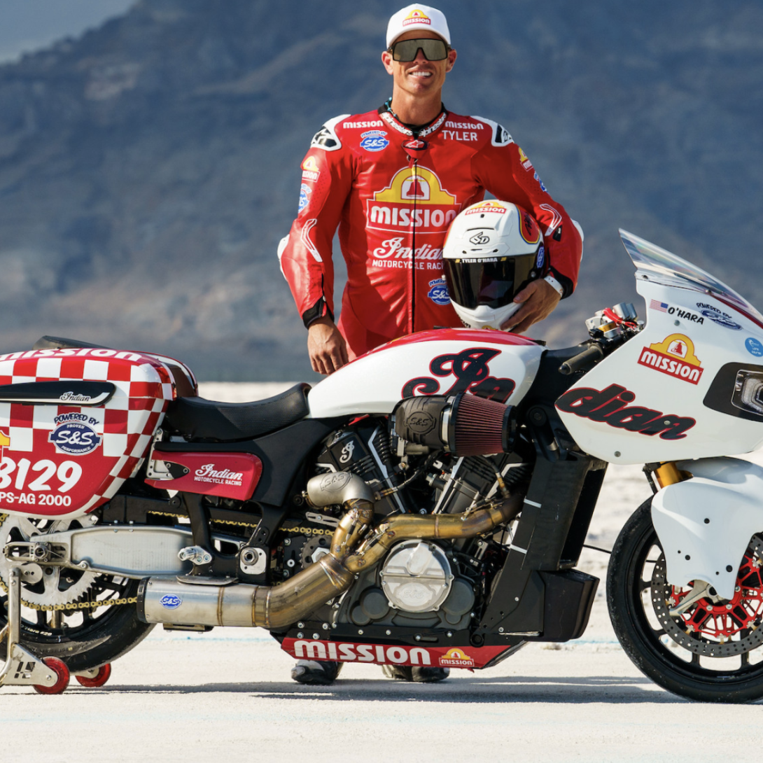 Tyler O'Hara at Bonneville with his KoTB race bike