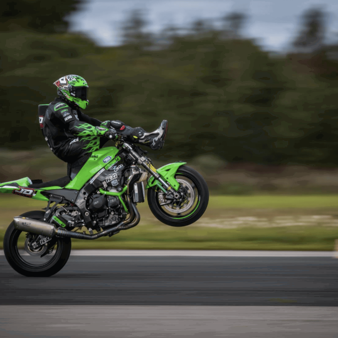 Jonny Davies performing a 'highchair' wheelie world record attempt