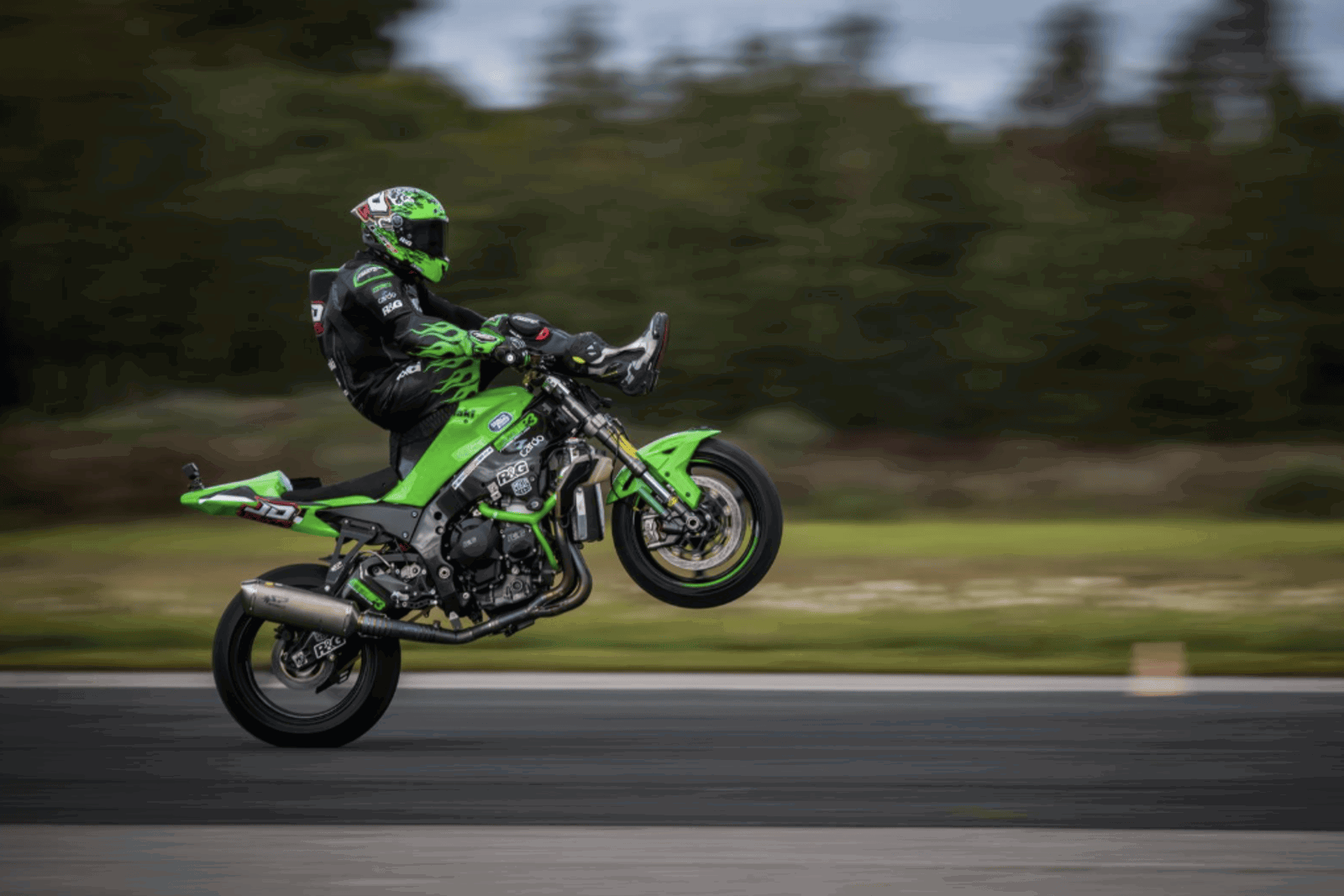 Jonny Davies performing a 'highchair' wheelie world record attempt