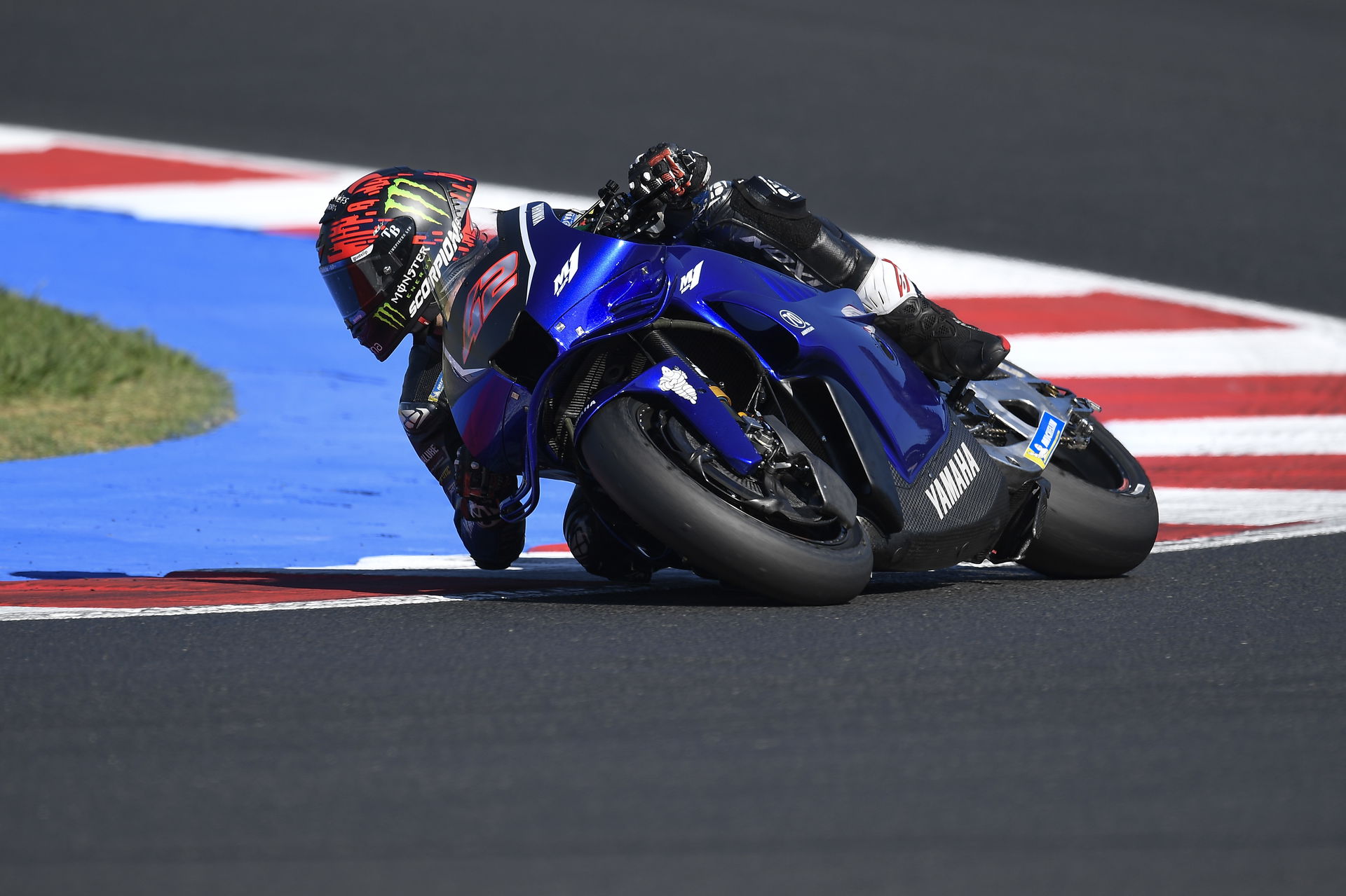Alex Rins riding the new Yamaha V4 at Misano