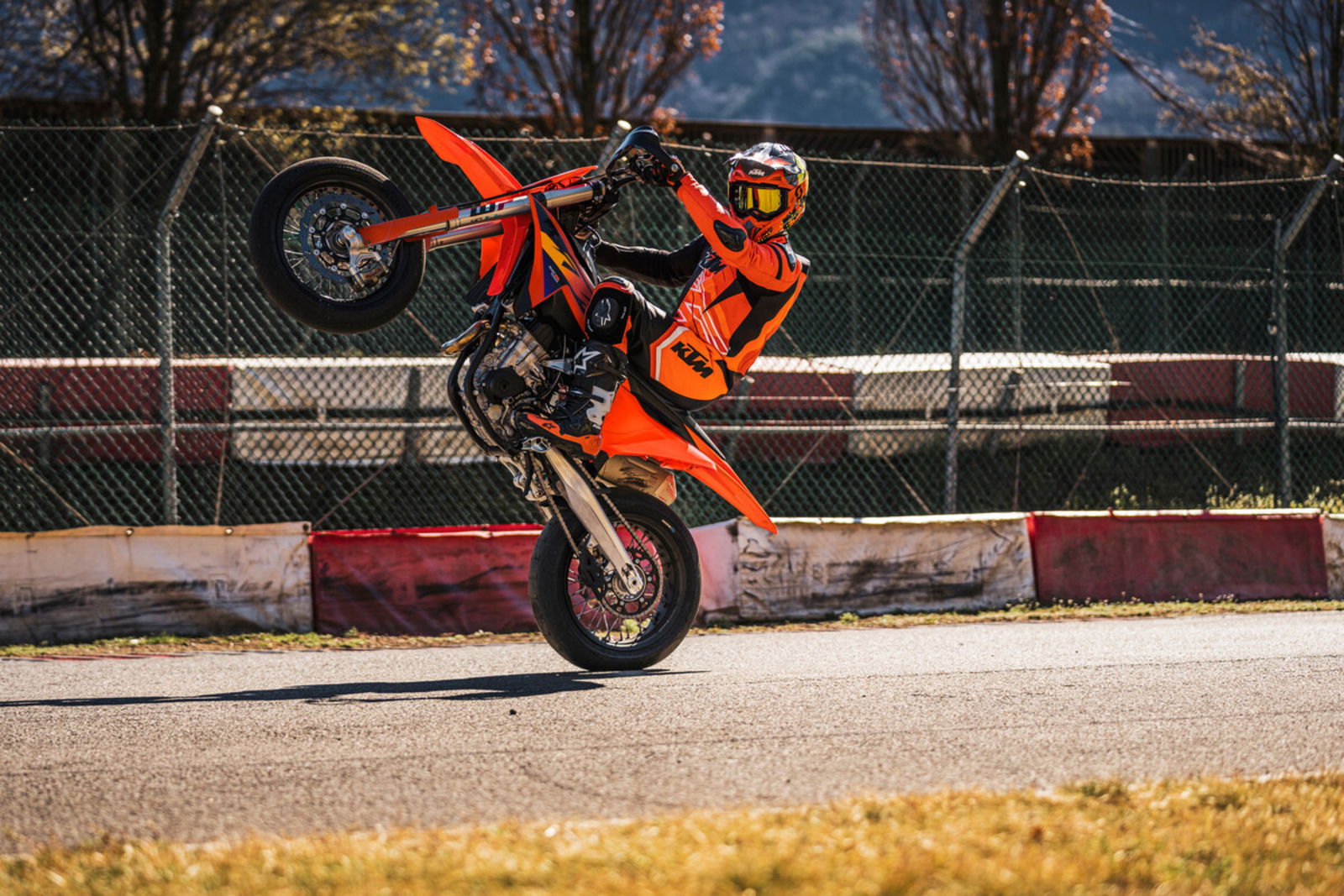 KTM's new 450 SMR pulling a wheelie