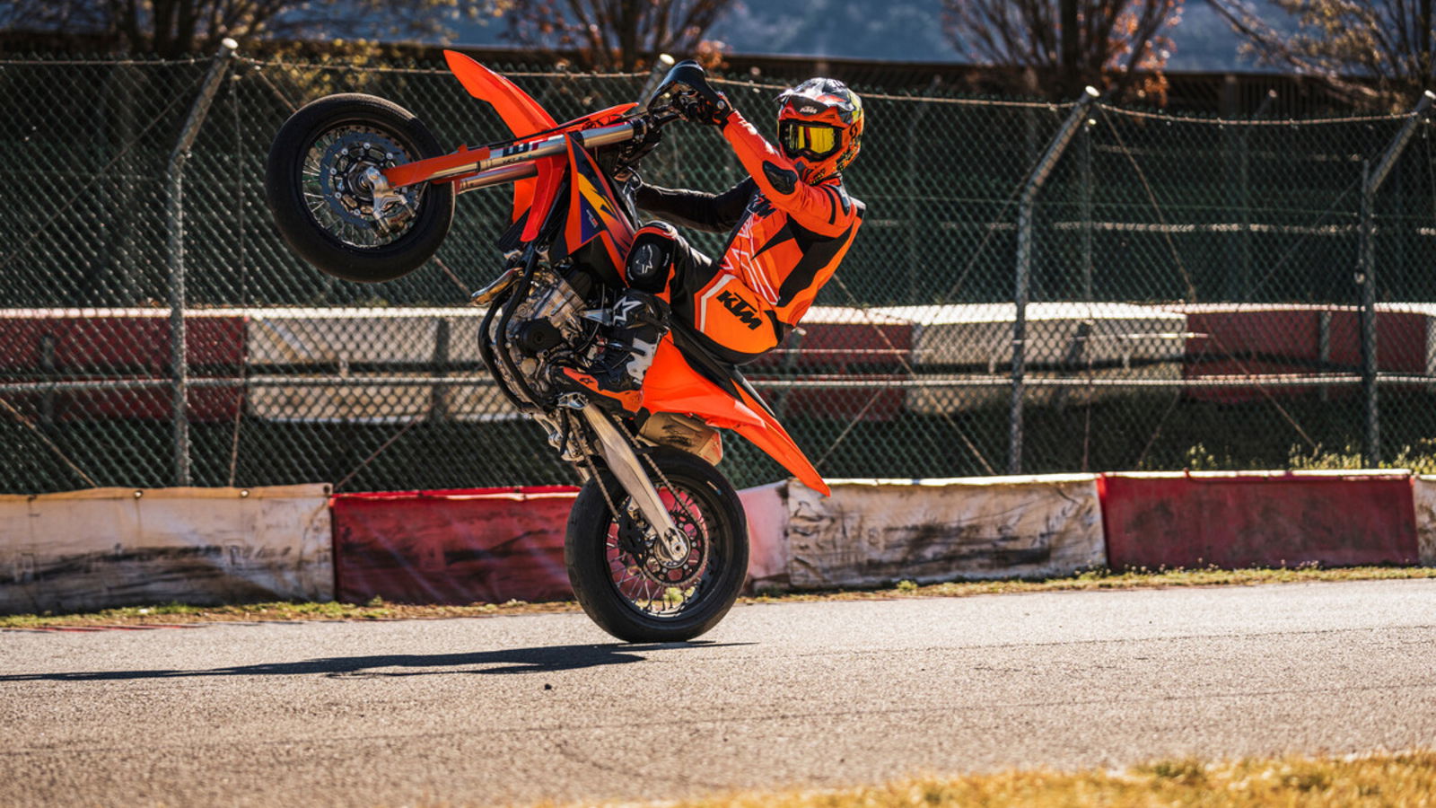 KTM's new 450 SMR pulling a wheelie