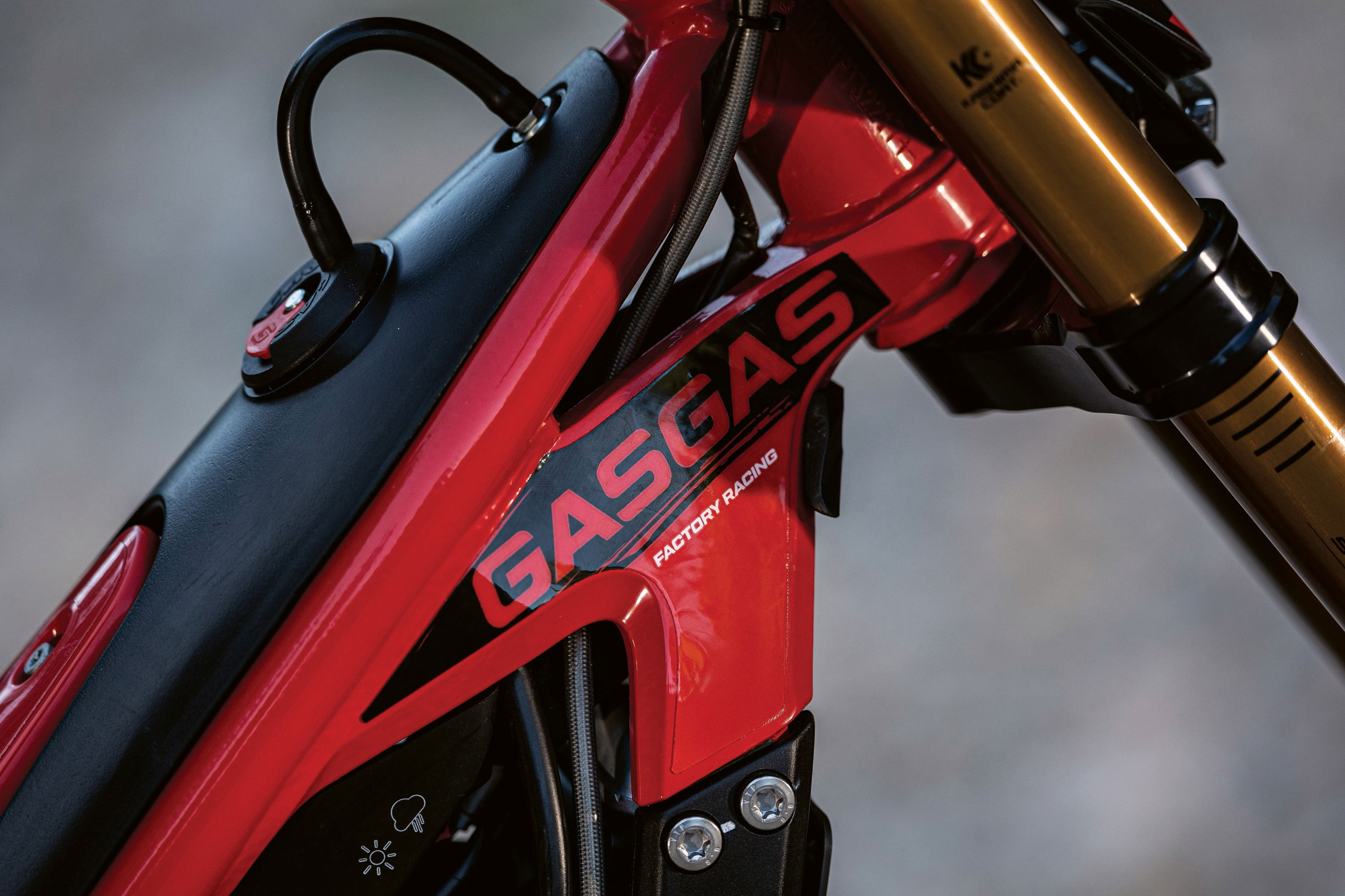 GasGas branding on one of its motorcycles