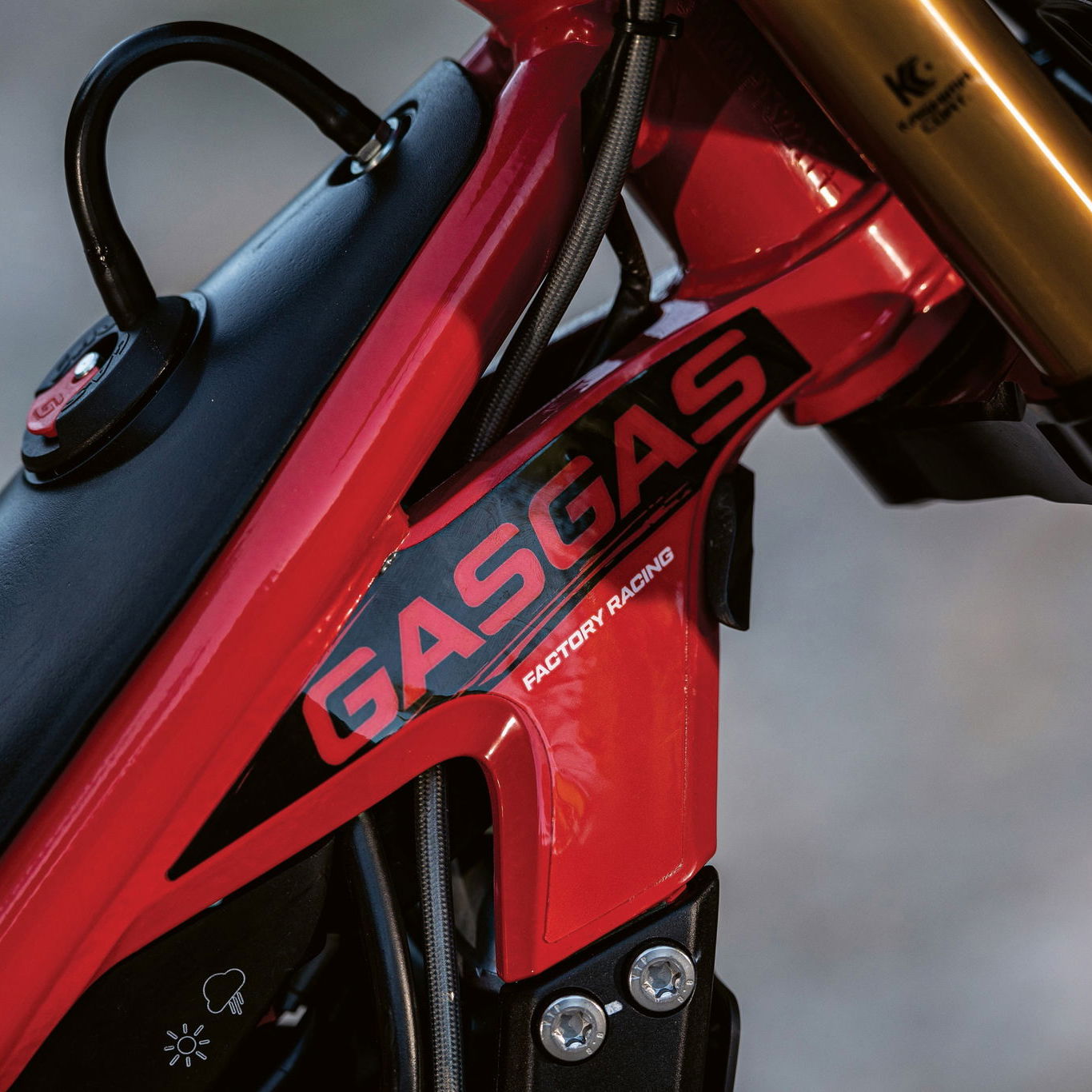 GasGas branding on one of its motorcycles