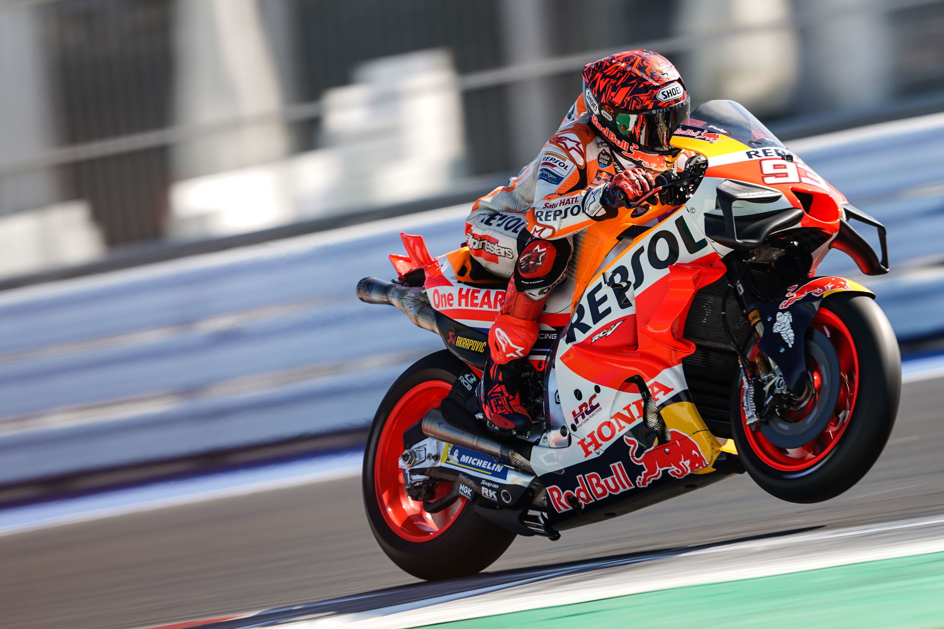 Marc Marquez riding a Repsol Honda MotoGP bike