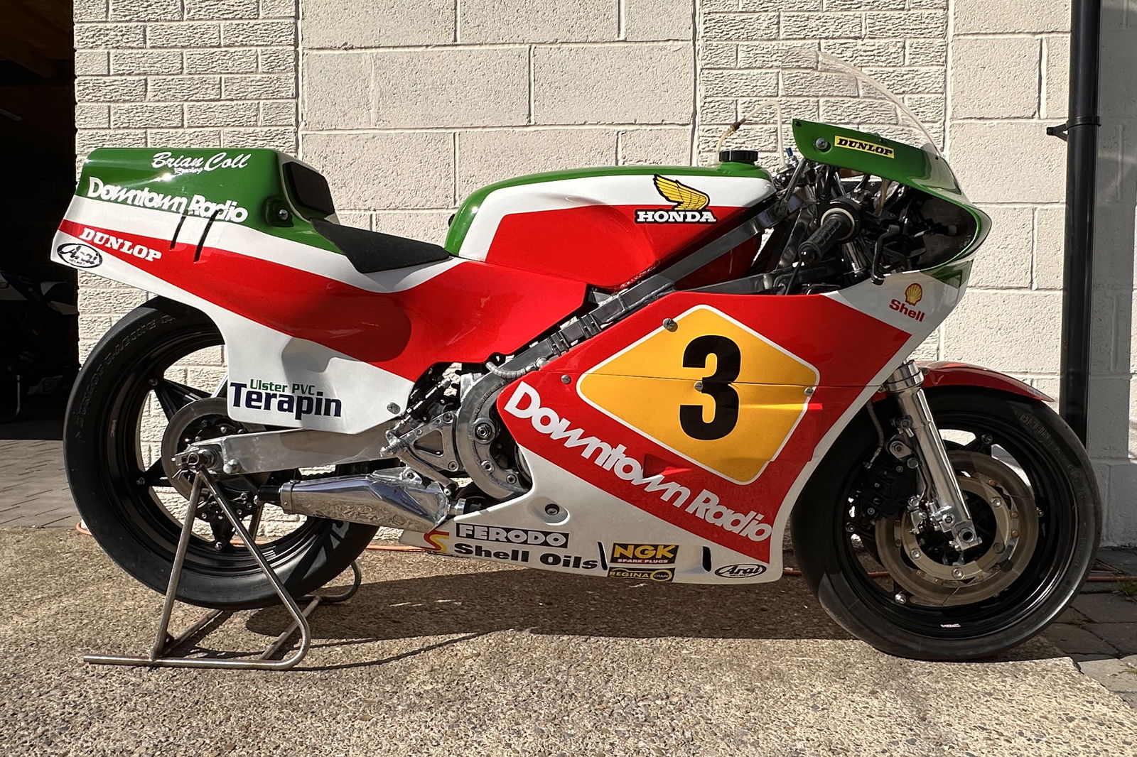 The stunning bike is completed in a Joey Dunlop livery