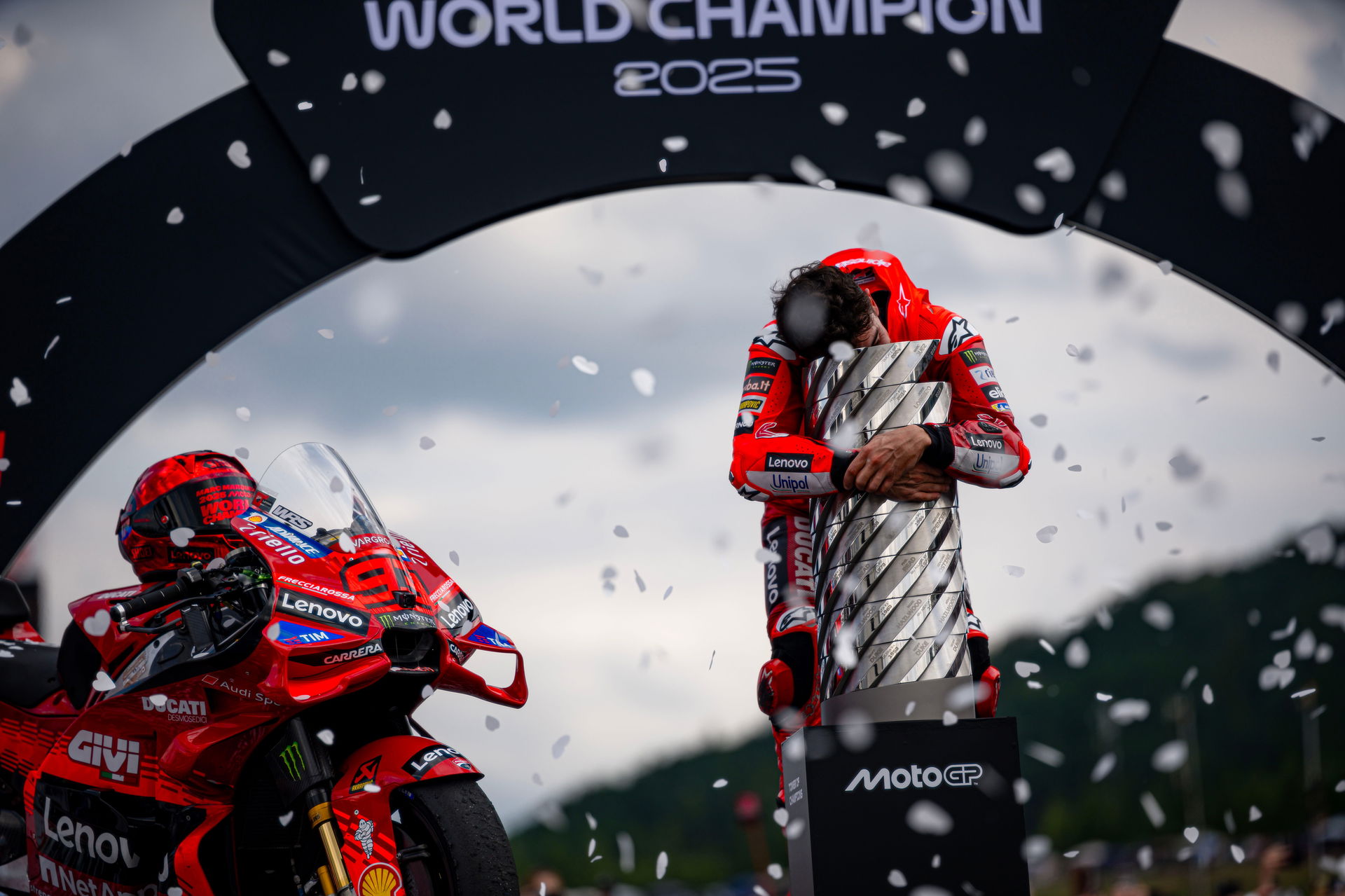 Marc Marquez celebrating his seventh MotoGP title