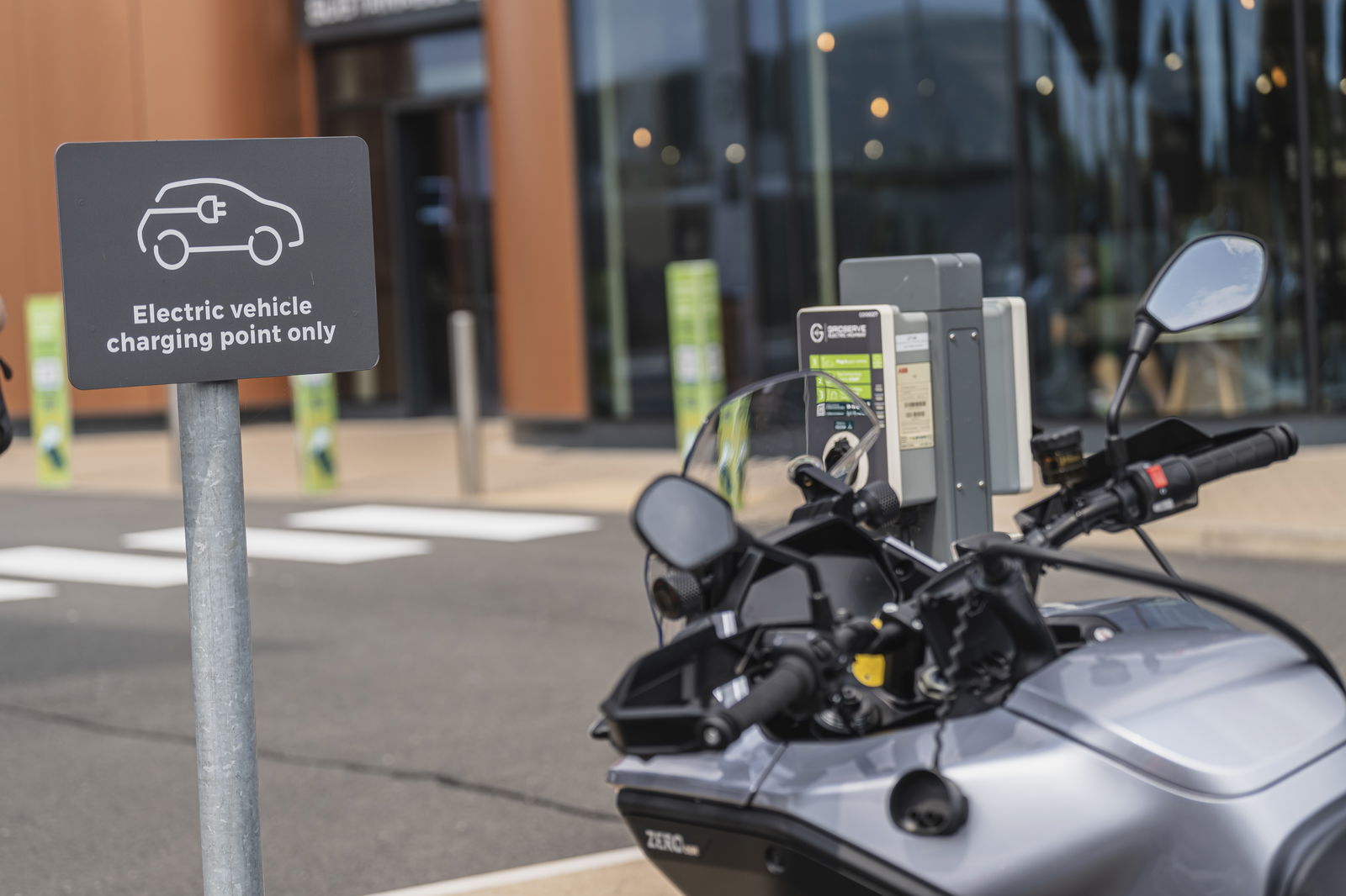A Zero electric motorcycle being recharged