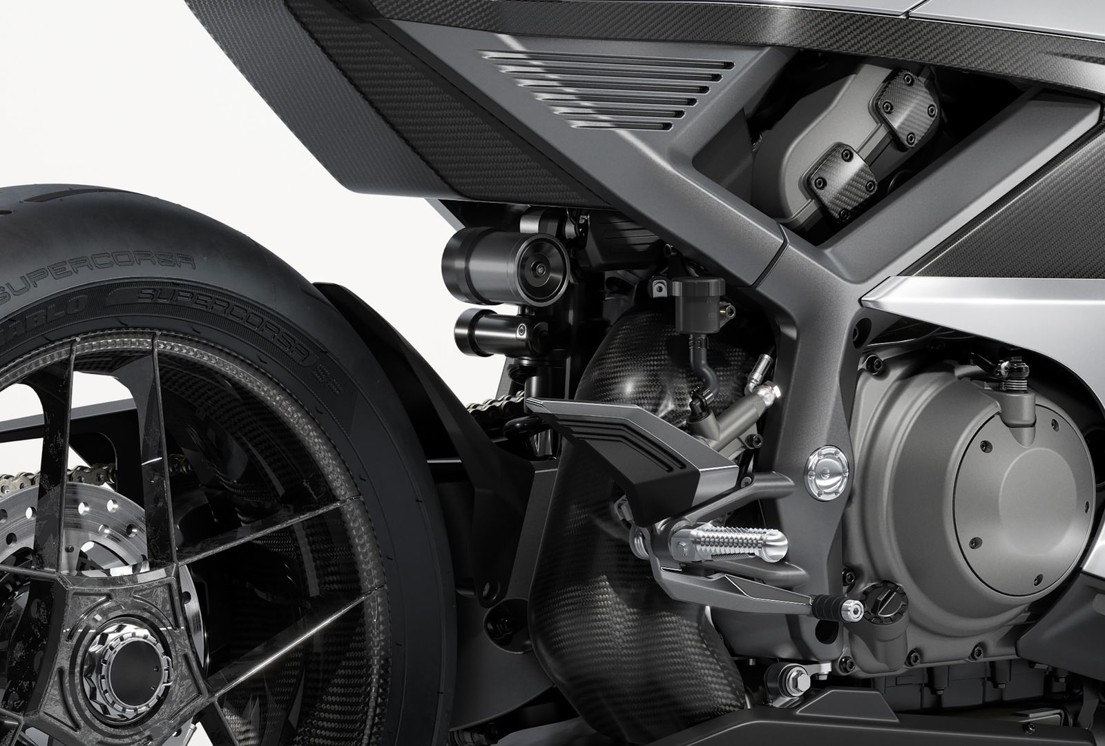 The exhaust routing and suspension of the Norton Manx R