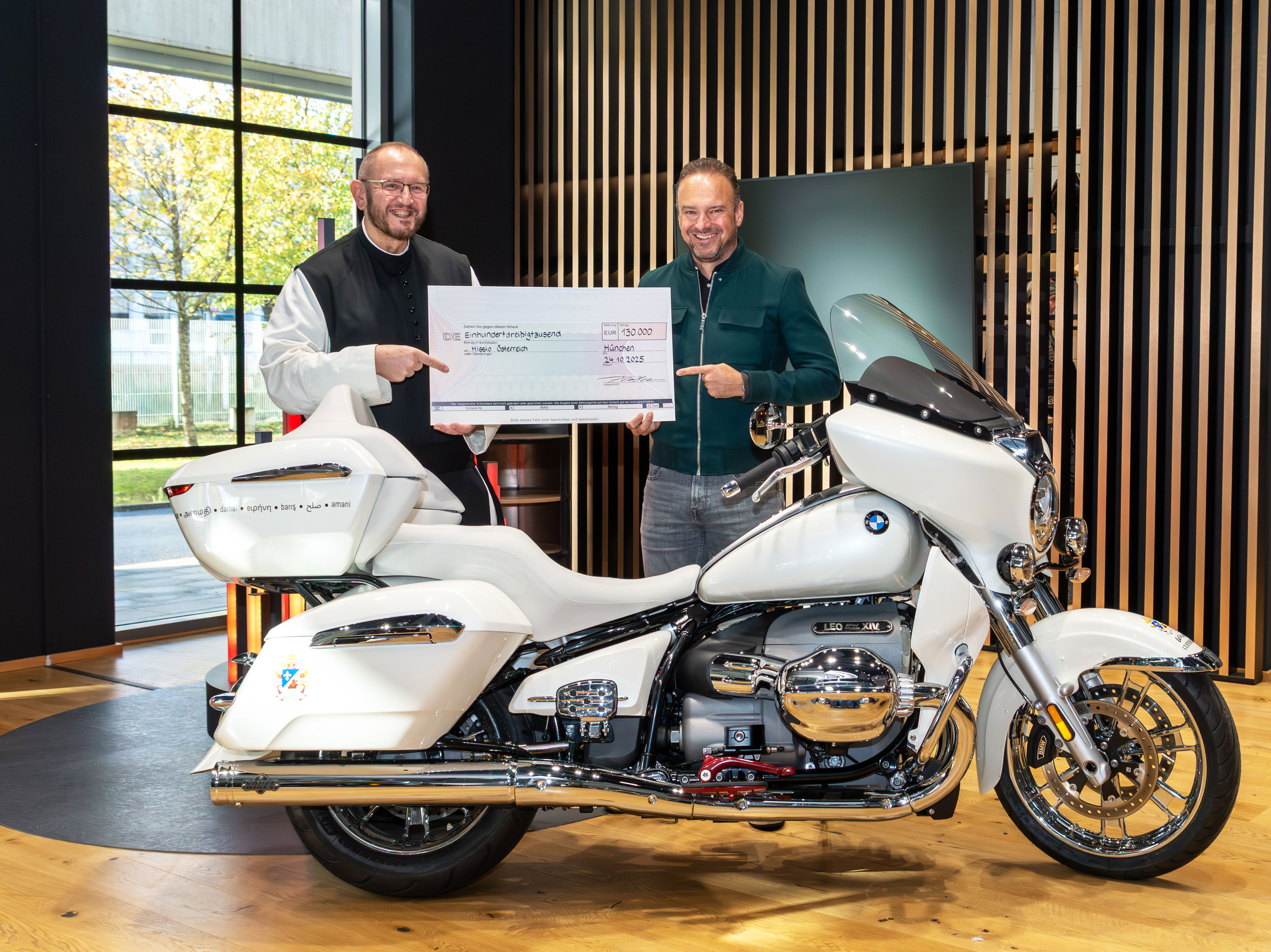 Pope Leo-signed BMW R18 Transcontinental bike