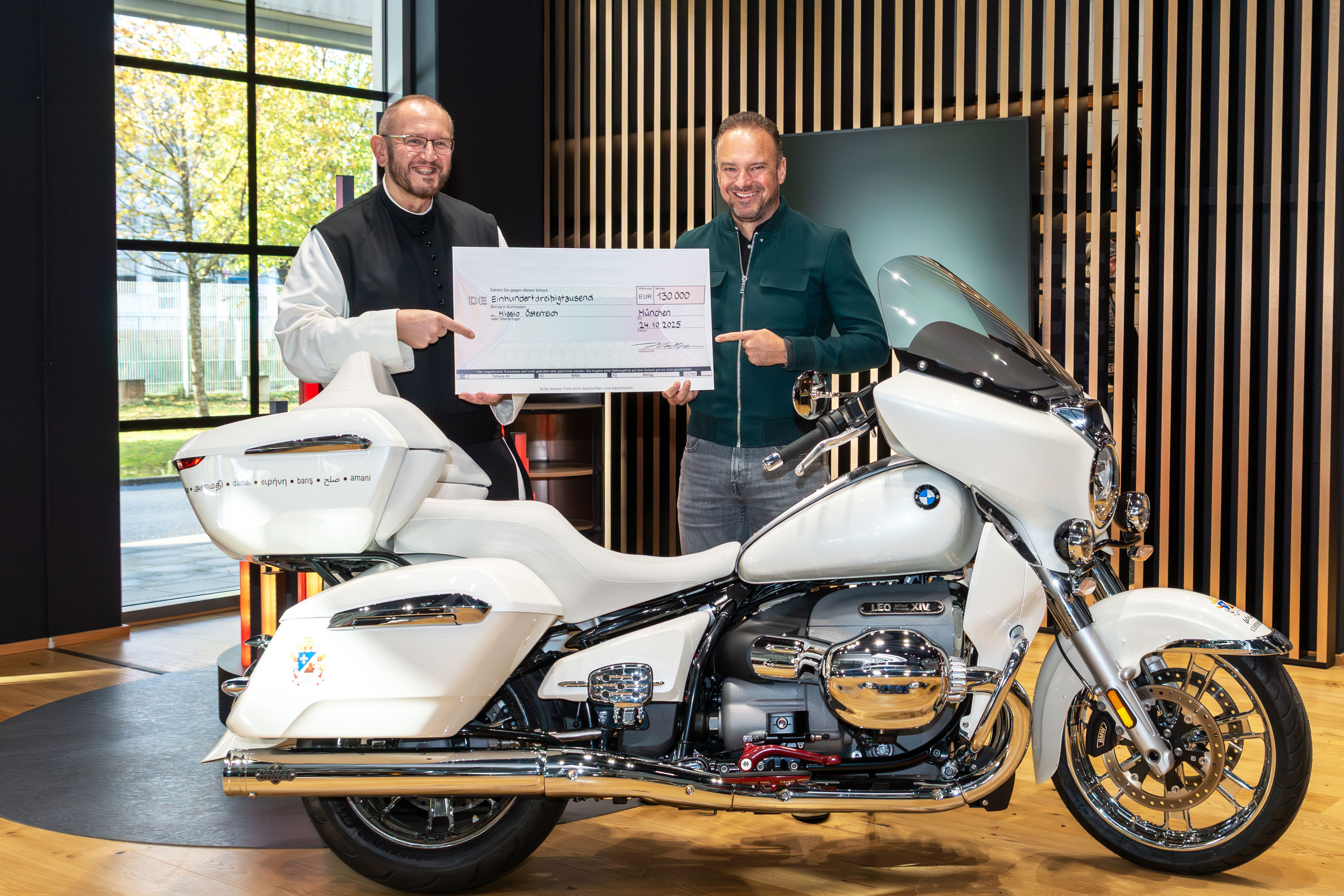 Pope Leo-signed BMW R18 Transcontinental bike