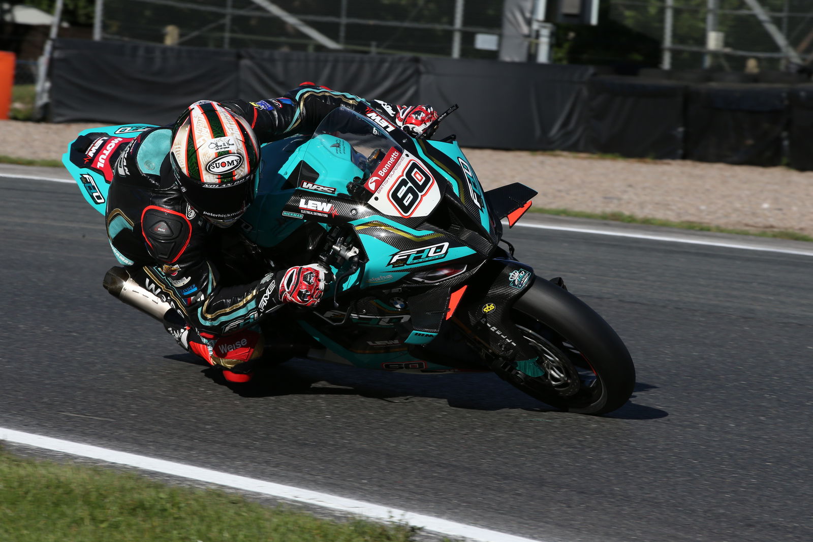 Peter Hickman racing his BMW M1000 RR bike in BSB