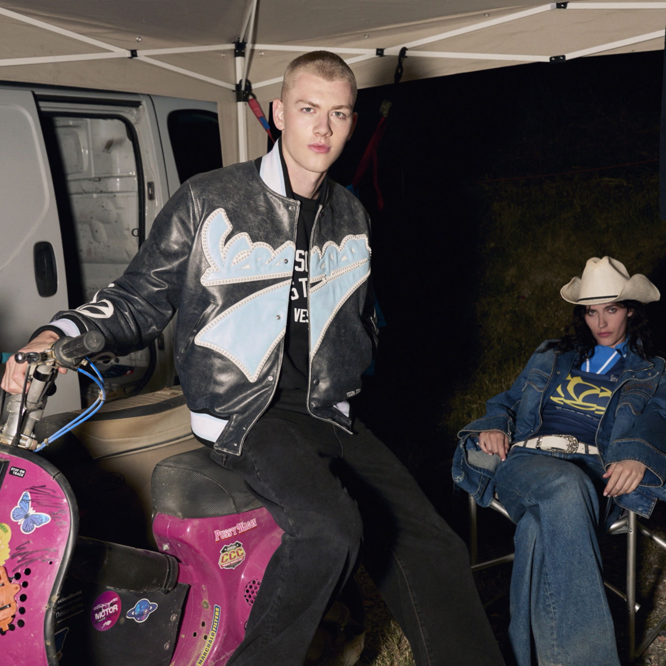 Vespa's new clothing range being worn