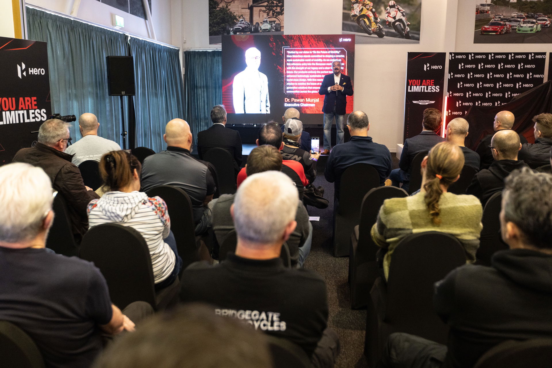 Sanjay Bahn speaking at the launch of Hero Motor UK