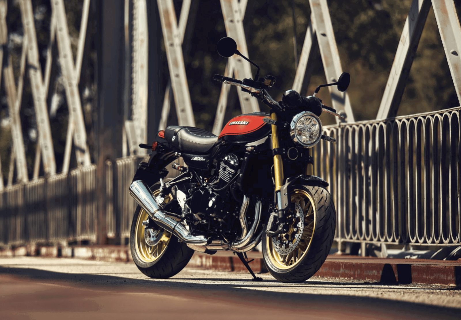 2026 Kawasaki Z900RS SE parked off-road