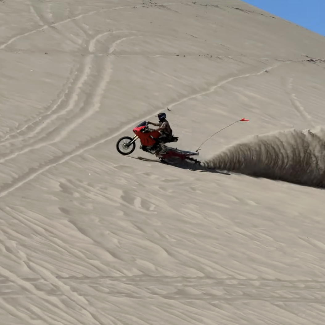 A Ducati Panigale snowmobile dune bike