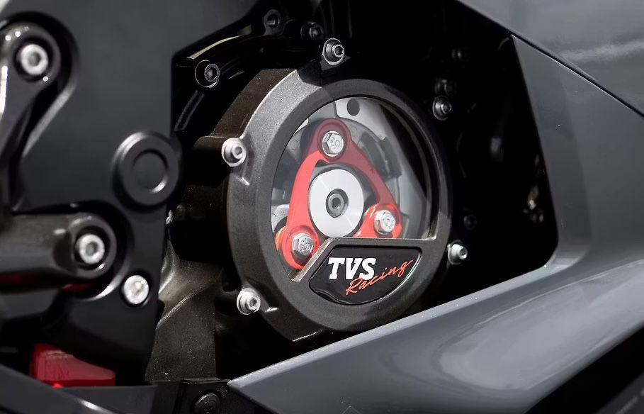 The clear clutch cover is standard