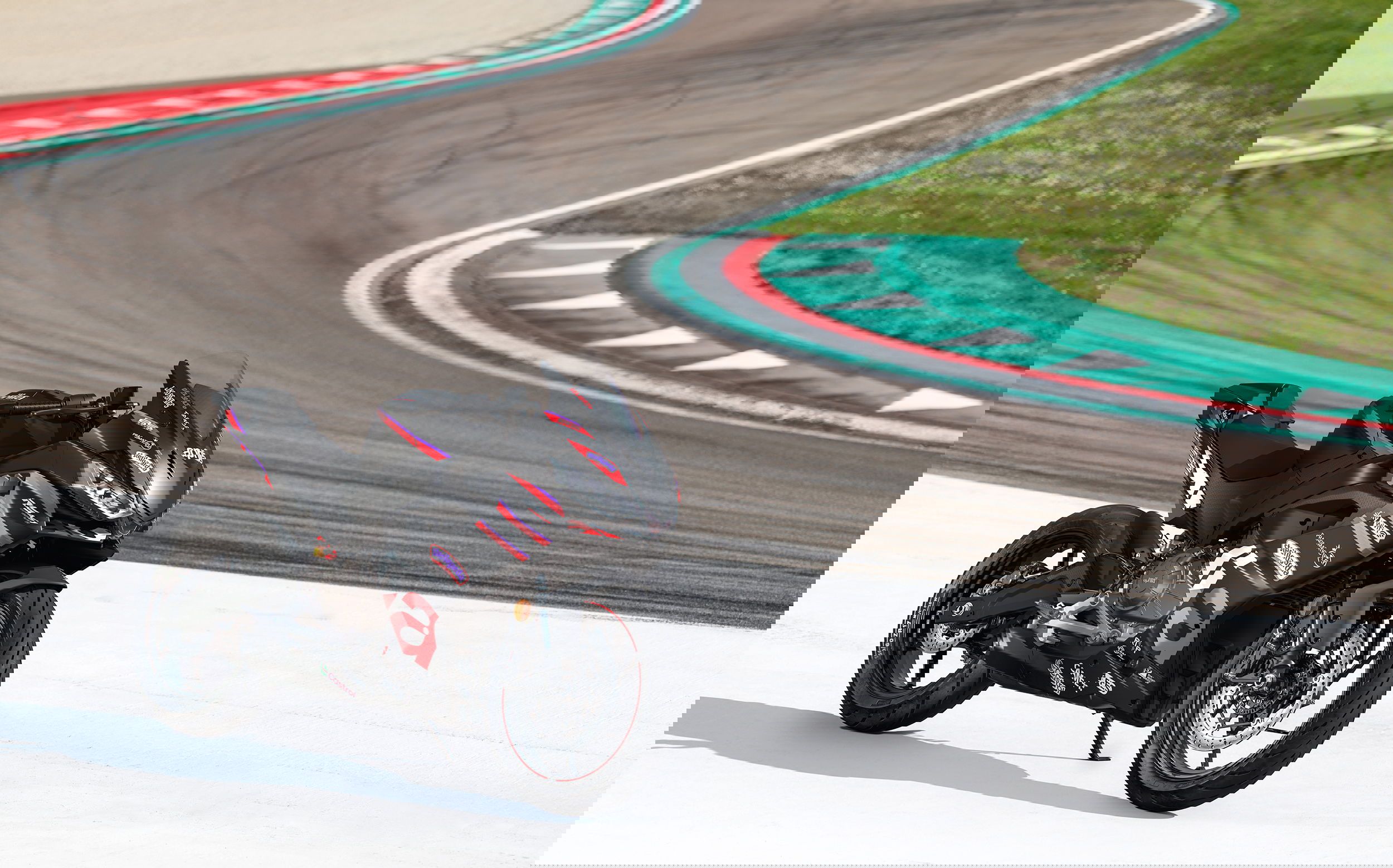 Aprilia's new RS457 GP parked on the side of a track