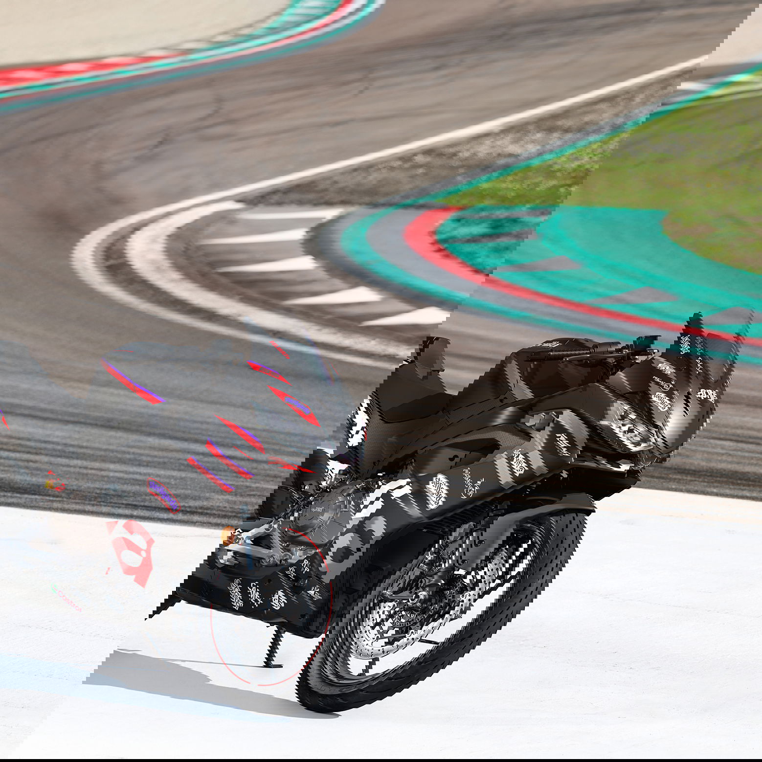 Aprilia's new RS457 GP parked on the side of a track