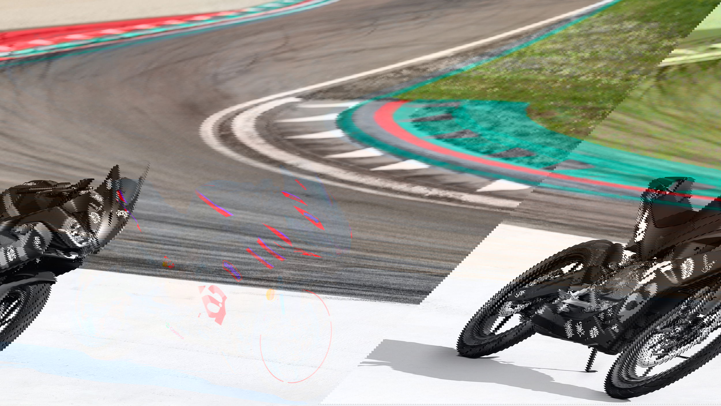 Aprilia's new RS457 GP parked on the side of a track