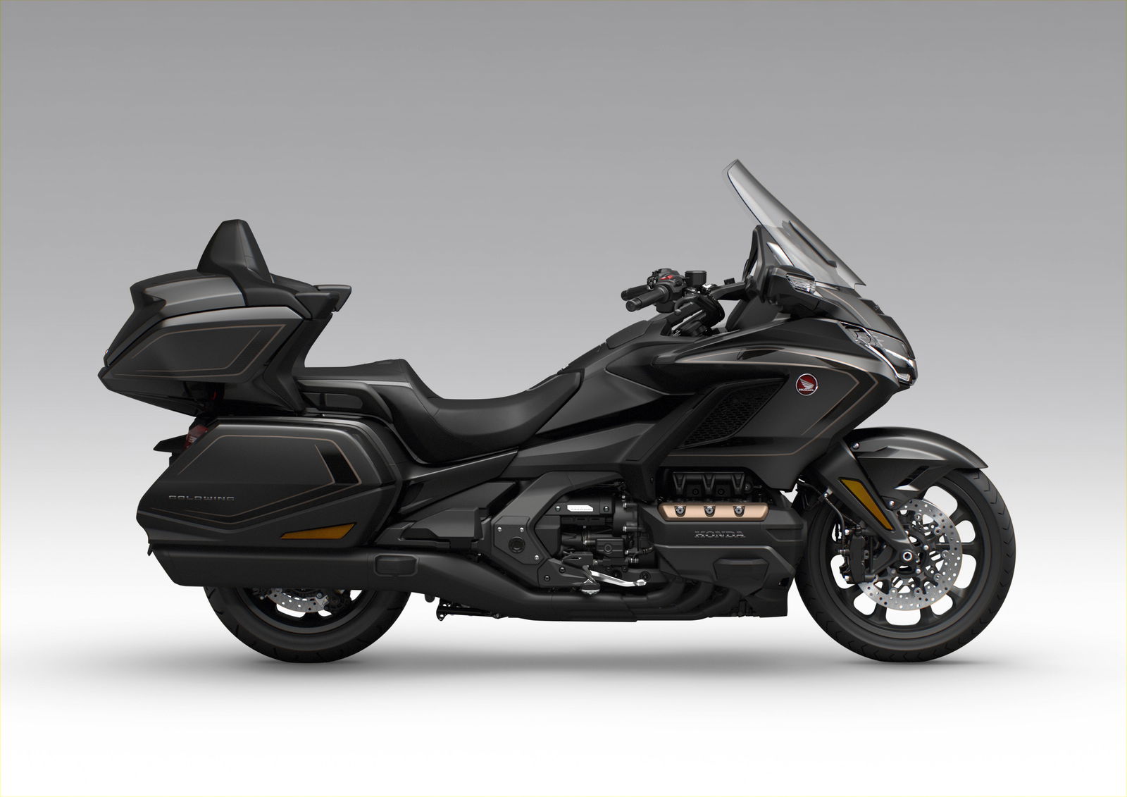 Black Honda Gold Wing Tour from the side